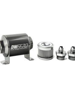 DeatschWerks Stainless Steel 6AN 10 Micron Universal Inline Fuel Filter Housing Kit (70mm)