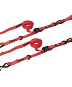 SpeedStrap 1In x 10Ft Cam-Lock Tie Down with Snap S-Hooks Soft-Tie (2 Pack) - Red