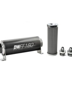 DeatschWerks Stainless Steel 6AN 100 Micron Universal Inline Fuel Filter Housing Kit (160mm)