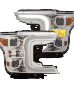 ANZO 18-19 Ford F-150 Projector Headlights w/Plank Style Switchback Chrome w/Amber