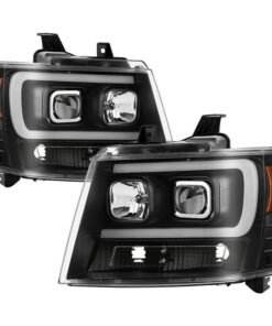 Spyder 07-14 Chevy Suburban/1500/2500/Tahoe V2 Projector Headlights All Blk PRO-YD-CSUB07V2-DRL-BKV2