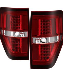 xTune 09-14 Ford F-150 Light Bar LED Tail Lights - Red Clear (ALT-JH-FF15009-LBLED-RC)