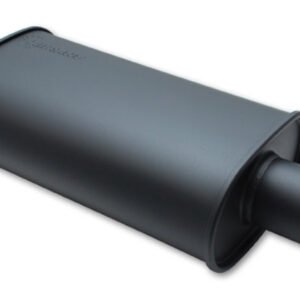 Vibrant StreetPower FLAT BLACK Oval Muffler with Single 3.5in Outlet - 3.5in inlet I.D.