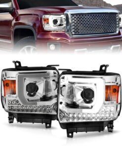 ANZO 14-15 GMC Sierra 1500/2500HD/3500HD Plank Style Projector Headlight - Chrome Housing