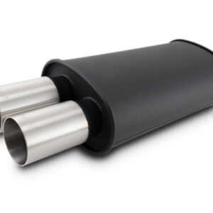Vibrant StreetPower Flat Muffler Dual 304SS Brushed Tips 9in x 5in x 15in - 2.5in Dual Inlet