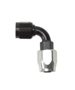 Russell Performance -8 AN Black/Silver 90 Degree Full Flow Hose End