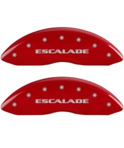 MGP 4 Caliper Covers Engraved Front Escalade Engraved Rear ESV Red finish silver ch