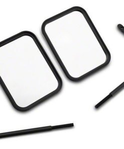 Officially Licensed Jeep 66-18 CJ5/ CJ7/Wrangler YJ/ TJ/JK Adv Mirrors w/ Printed Jeep Logo-Txt Blk