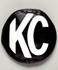 KC HiLiTES 8in. Round Soft Cover (Pair) - Black w/White KC Logo