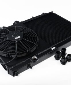 CSF 96-07 Mitsubishi Evo 4/5/6/7/8/9 Full-Slim Radiator w/12in Fan & Shroud/-16AN - Black