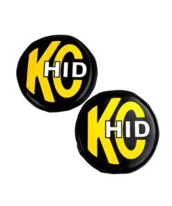 KC HiLiTES 8in. Round Soft Cover HID (Pair) - Black w/Yellow Brushed KC Logo