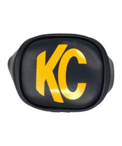 KC HiLiTES 3in. Rectangle Soft Cover (Pair) - Black w/Yellow KC Logo